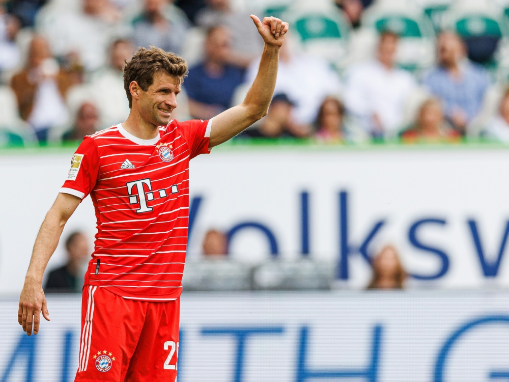Thomas Müller tippt auf einen Sieg von Liverpool (Foto: FIRO/FIRO/SID)