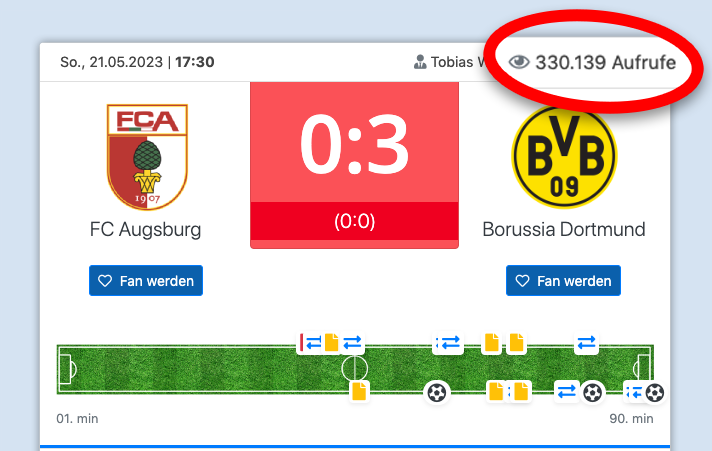 Live-Ticker Zugriffsrekord beim Spiel FC Augsburg - Borussia Dortmund