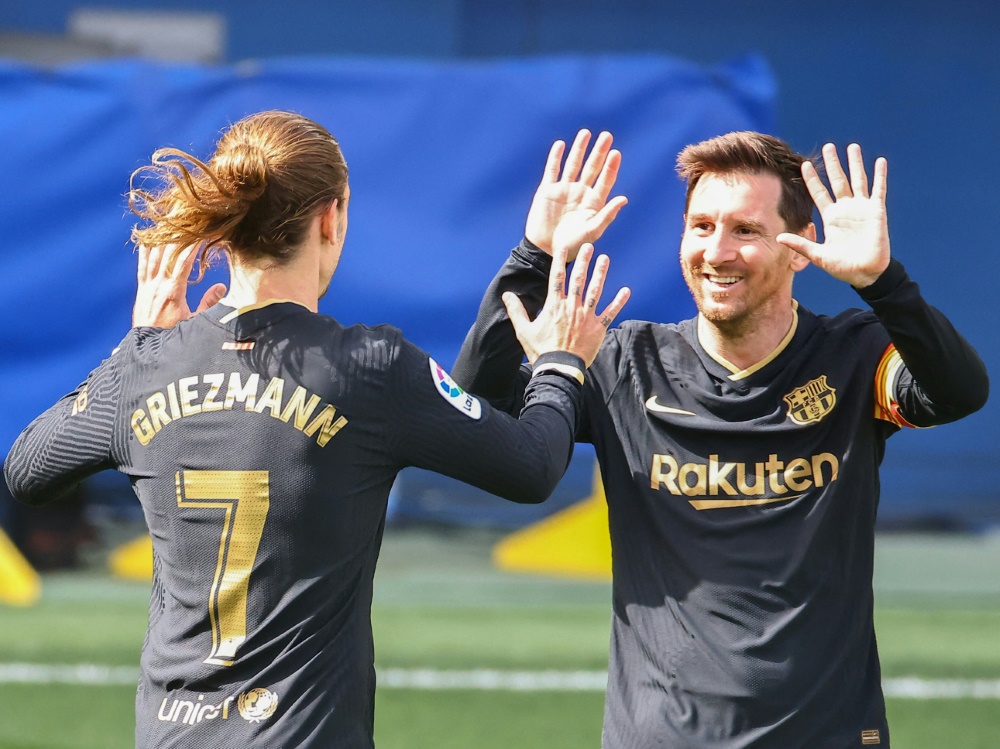 Barcelonas Offensiv-Stars Griezmann (l.) und Messi