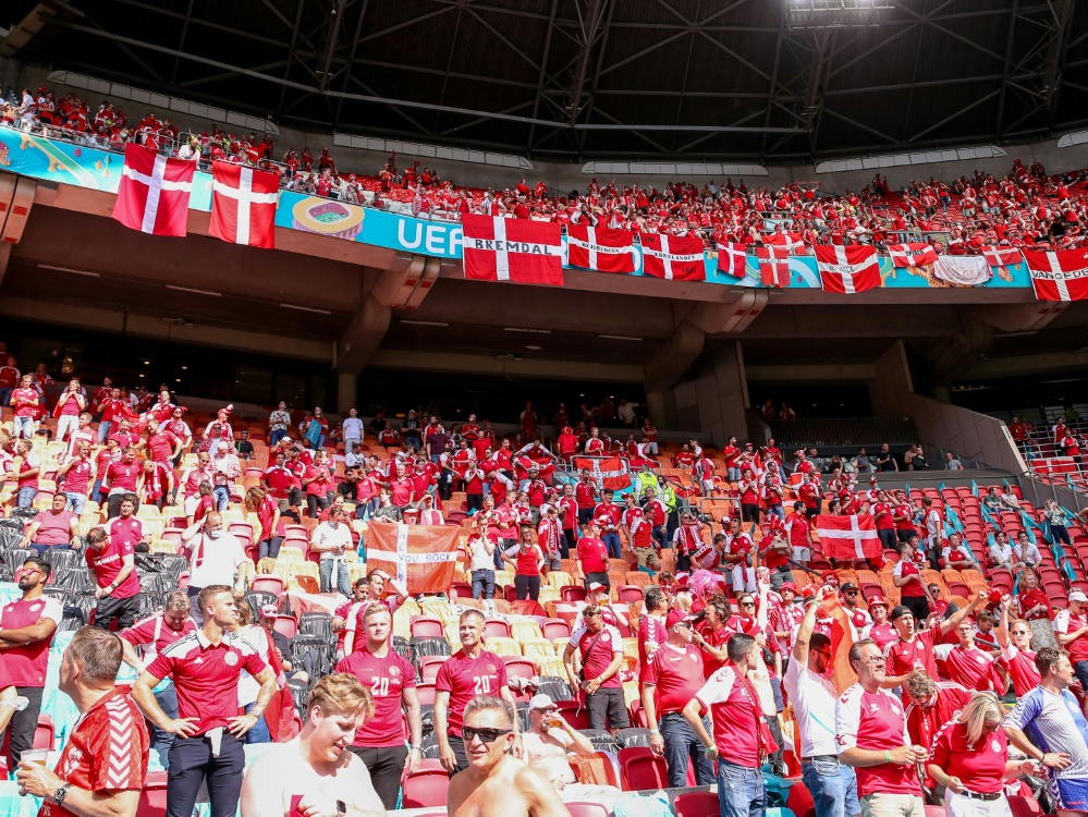 Dänische Fans unterstützen Mannschaft bei EM (Foto: SID)