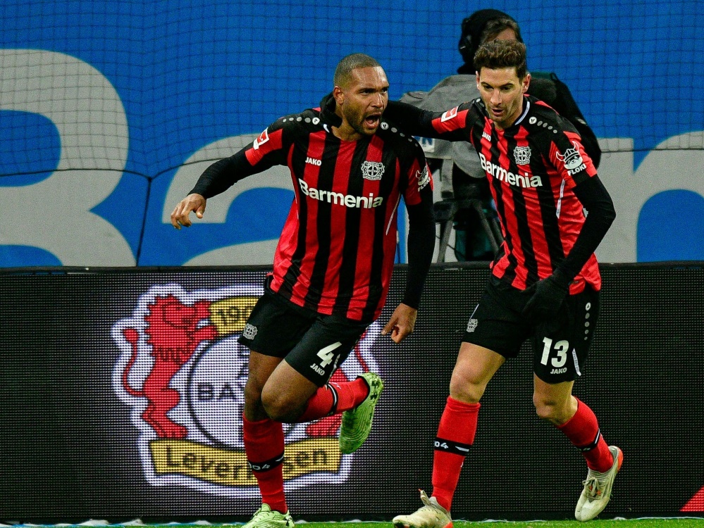 Leverkusen bejubelt den späten Ausgleich gegen Union (Foto: SID)