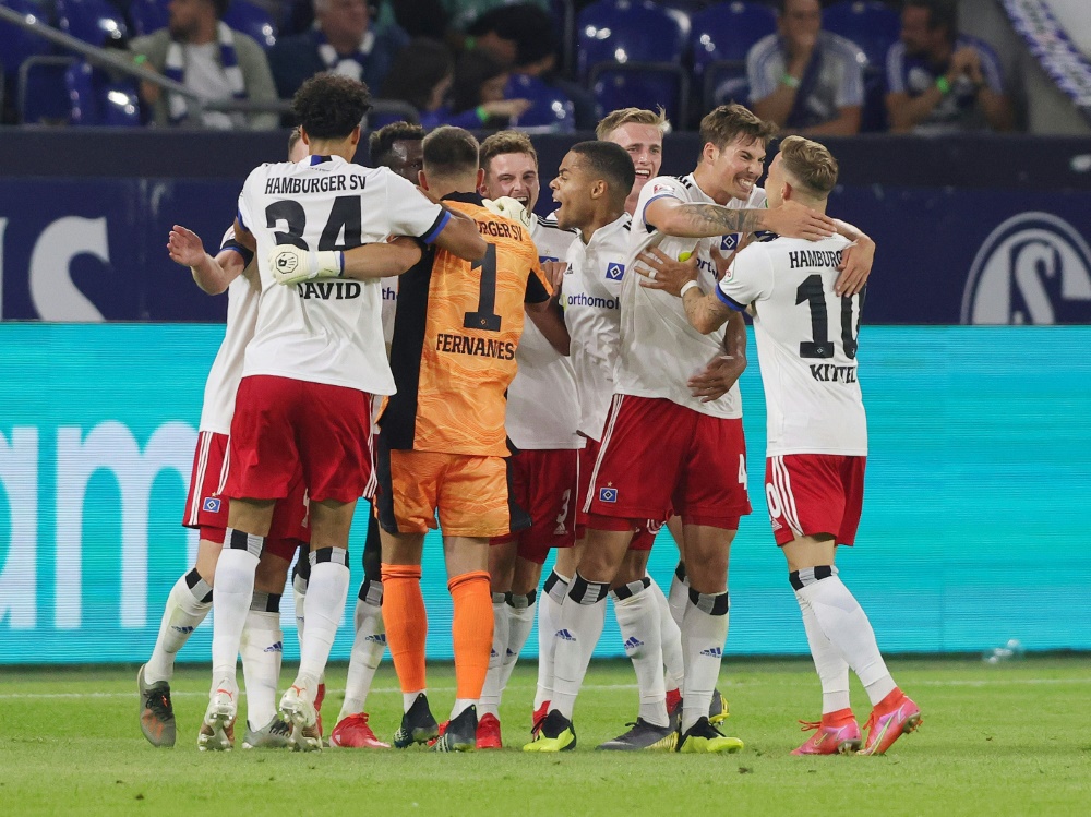 2. Bundesliga: Der Hamburger Sv feiert den Derbysieg (Foto: SID)