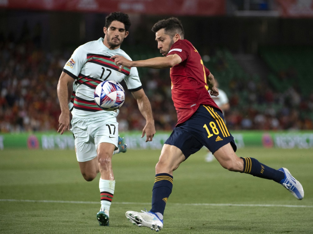 Nations League: 1:1 zwischen Spanien und Portugal (Foto: AFP/SID/JORGE GUERRERO)