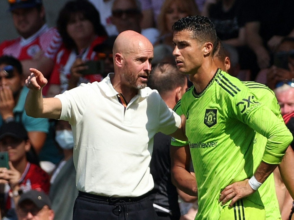 Ten Hag plant wohl weiterhin mit Ronaldo (Foto: AFP/SID/ADRIAN DENNIS)