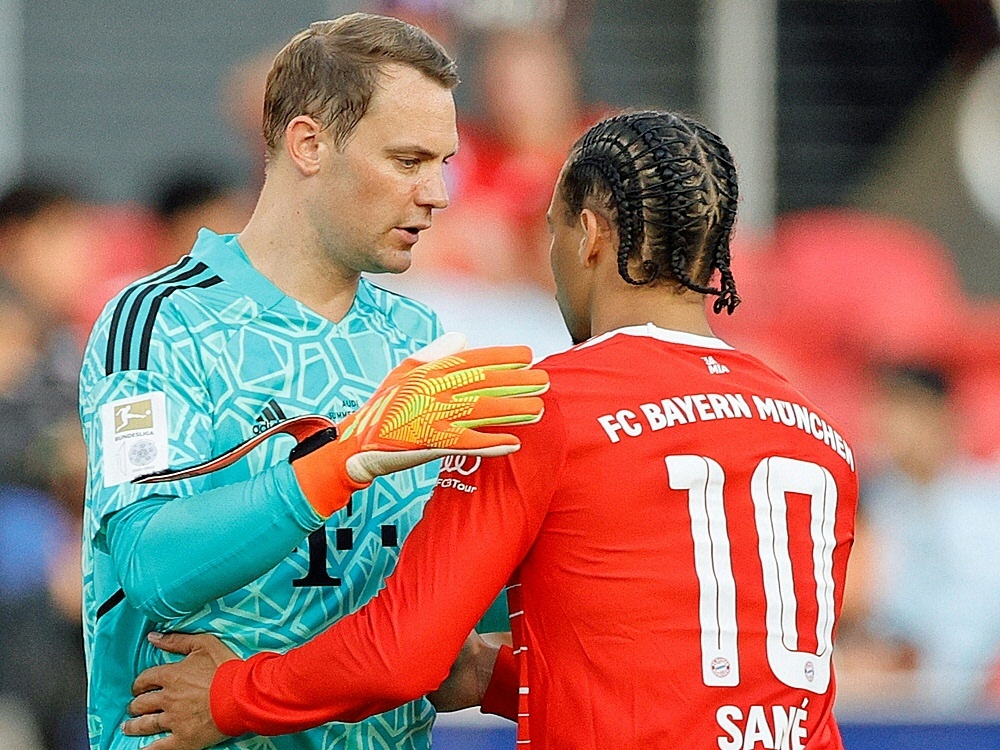Wieder einsatzbereit: Manuel Neuer und Leroy Sane (Foto: AFP/GETTY IMAGES/SID/TIM NWACHUKWU)