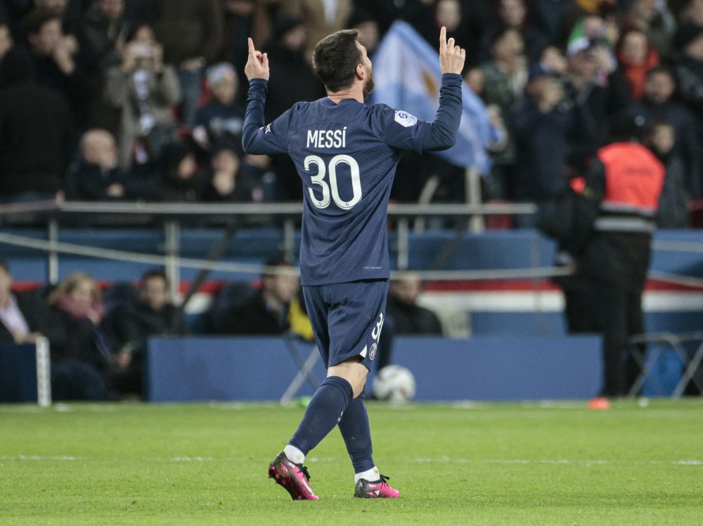 Lionel Messi trifft zum 2:0 für PSG (Foto: AFP/SID/GEOFFROY VAN DER HASSELT)