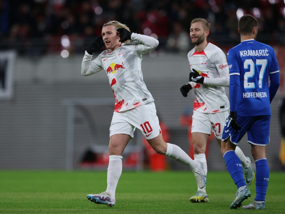 Leipzig im Viertelfinale - Emil Forsberg trifft zum 1:0 (Foto: AFP/SID/RONNY HARTMANN)
