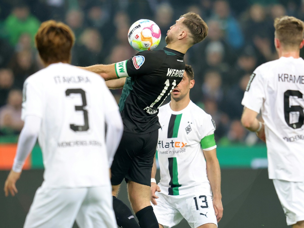 Die Borussia spielt 2:2 gegen Bremen (Foto: FIRO/FIRO/SID)