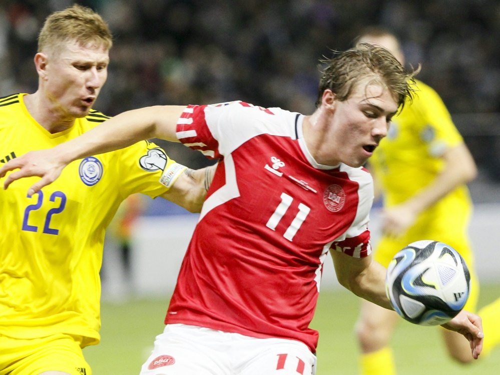 Zwei Tore von Höjlund reichen gegen Kazakhstan nicht (Foto: AFP/SID/-)