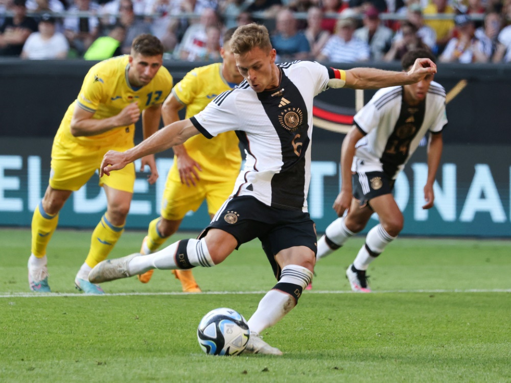 Kimmich erzielte im Spiel gegen die Ukraine das 3:3 (Foto: AFP/SID/FOCKE STRANGMANN)