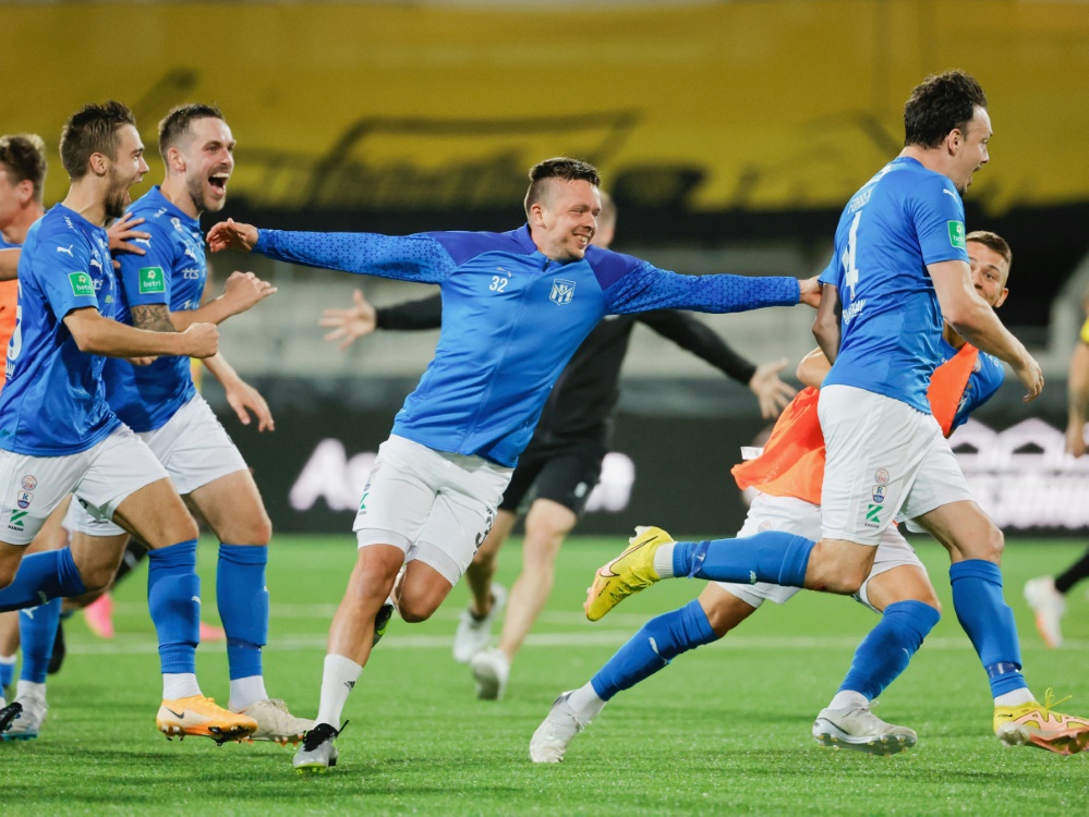 Der KI Klaksvik feiert ersten Sieg im Europapokal (Foto: AFP/SID/ADAM IHSE)