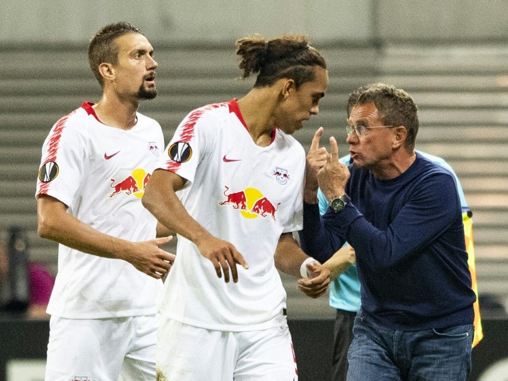 Ralf Rangnick coachte Yussuf Poulsen in Leipzig (Foto: AFP/SID/ROBERT MICHAEL)