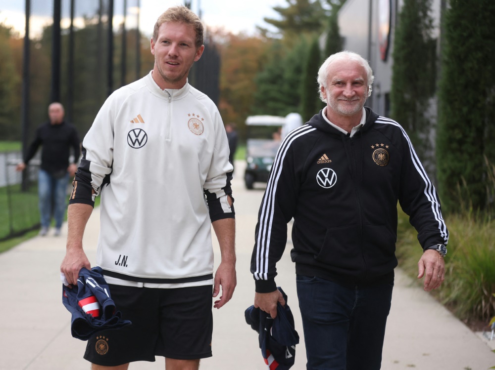 Nagelsmann und Völler (r.) auf der USA-Reise (Foto: AFP/GETTY IMAGES/SID/ALEX GRIMM)